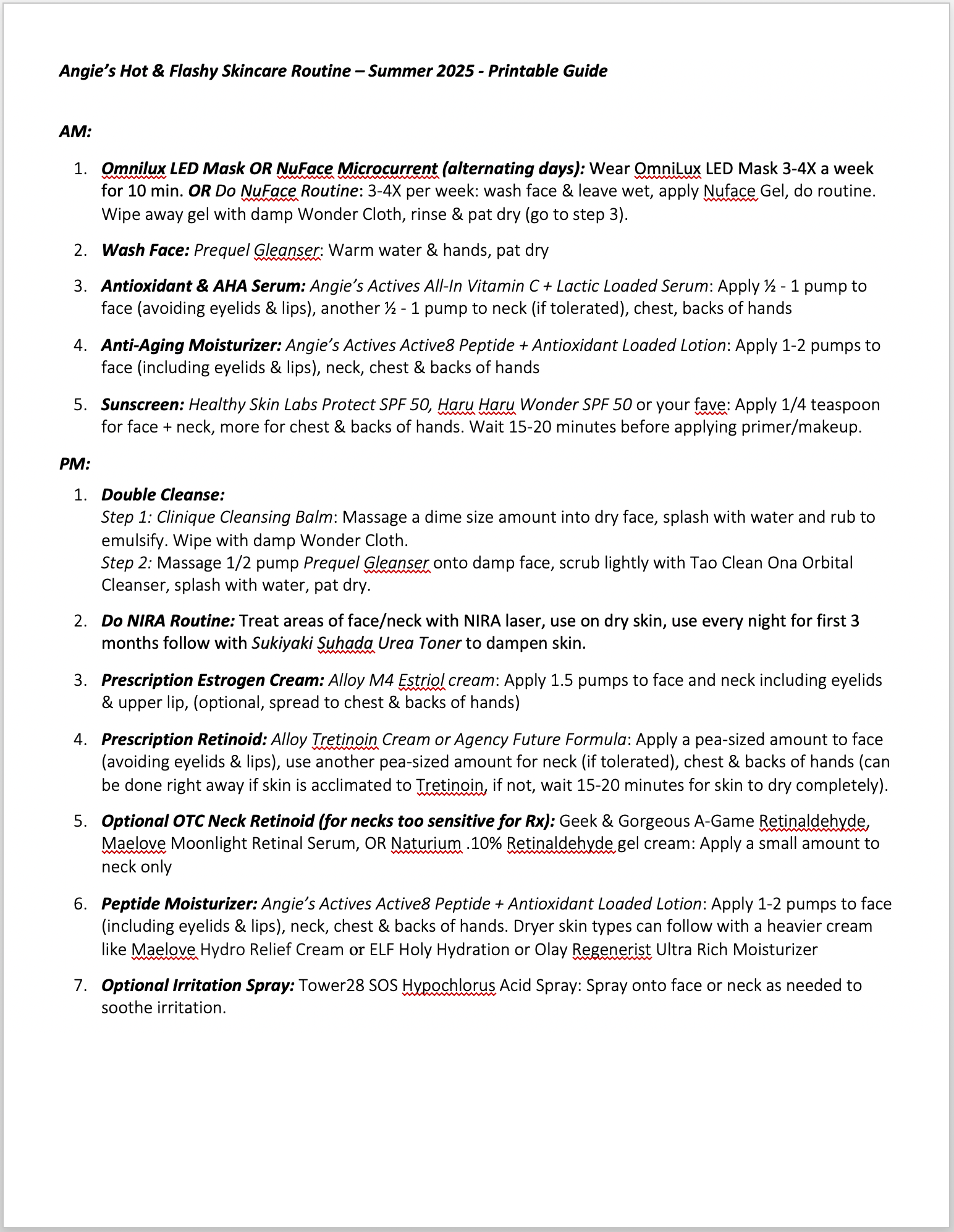 Current Skincare Routine Printable Guide